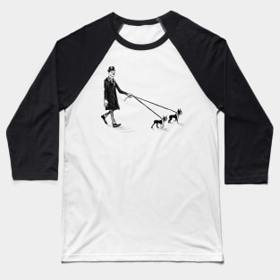 A Gentleman Dog Walk Baseball T-Shirt